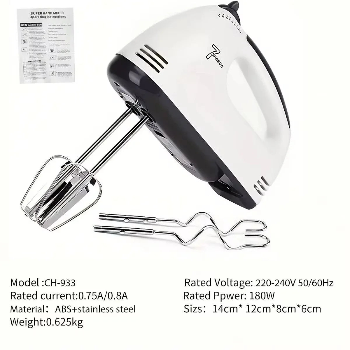 MixEase™ – 7-Speed Handheld Electric Mixer