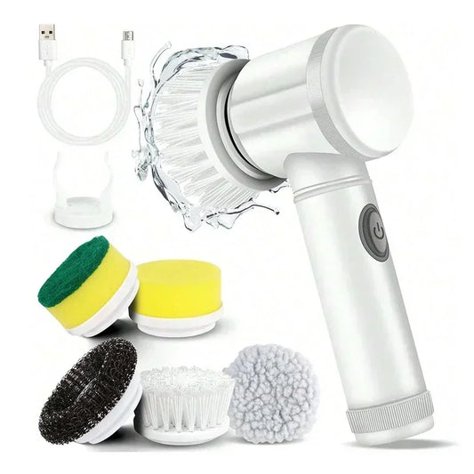 Rechargeable Electric Scrubber with 5 Smart Brushes